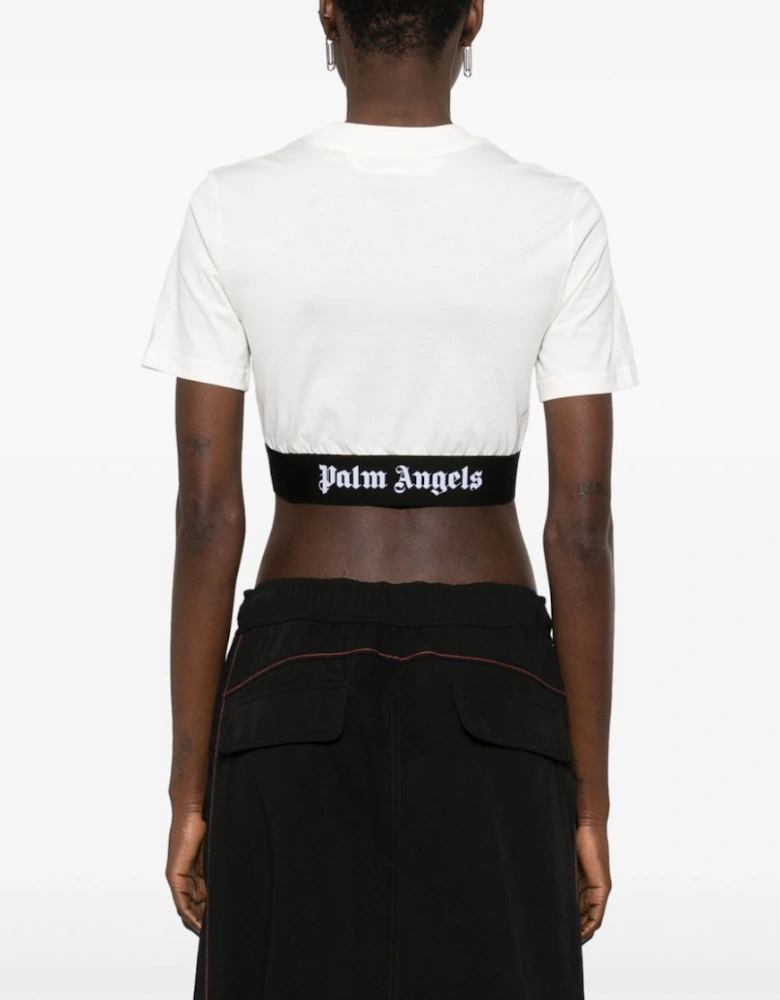 Logo Tape Crop Tee White
