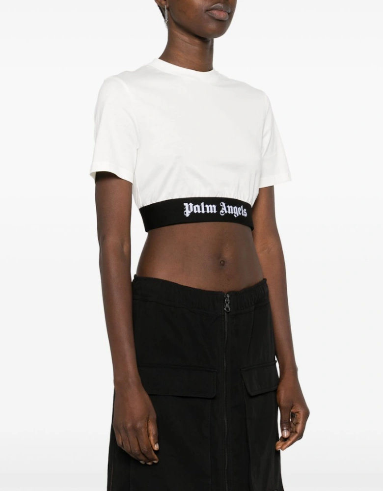 Logo Tape Crop Tee White