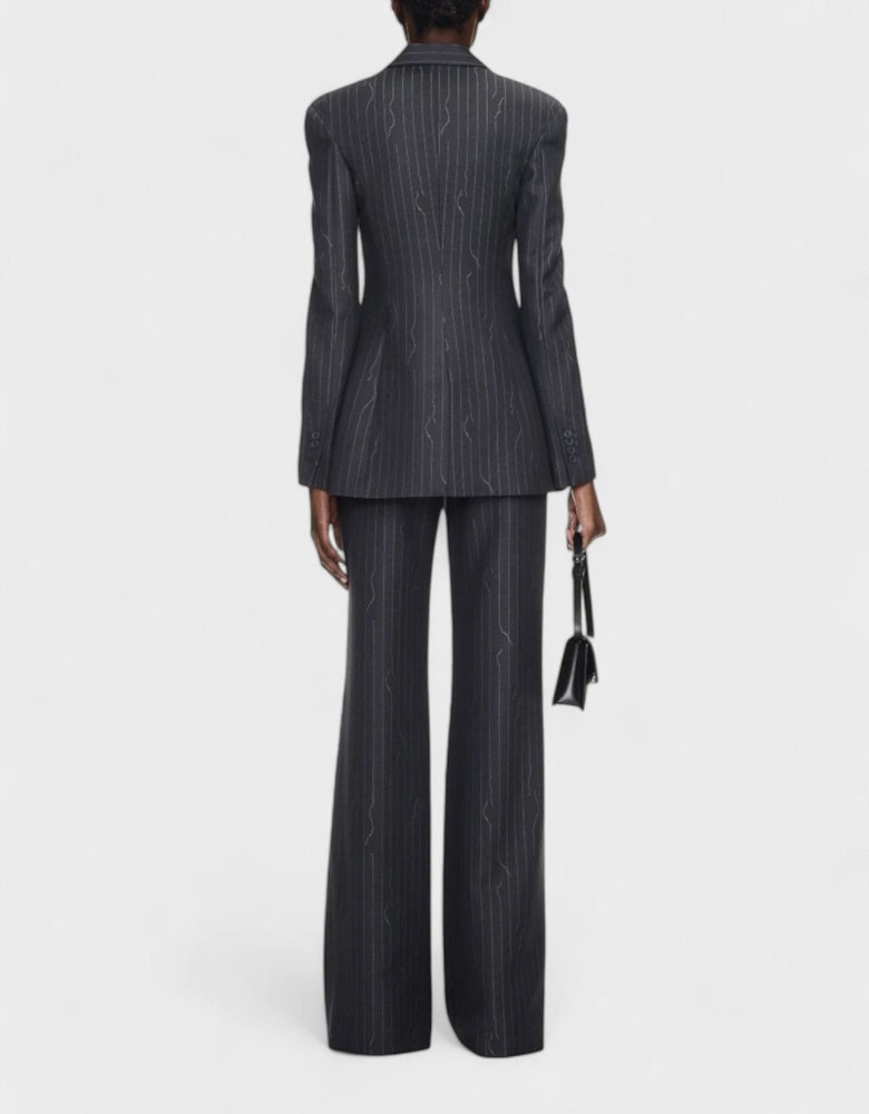 Pinstripe Wide Fit Suit Trousers Dark Drey