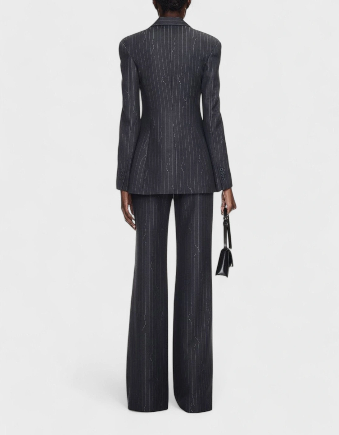 Pinstripe Wide Fit Suit Trousers Dark Drey