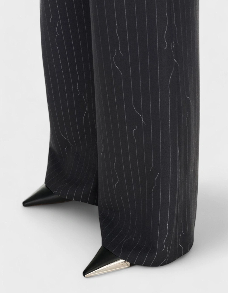 Pinstripe Wide Fit Suit Trousers Dark Drey