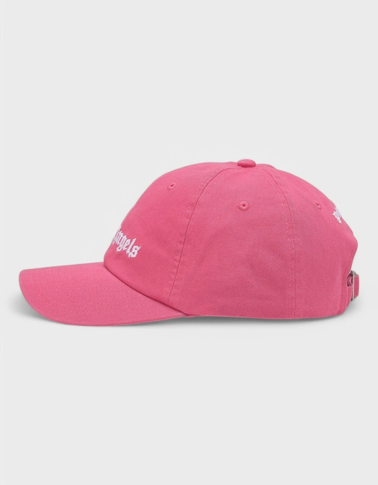 Embroidered Gothic Intarsia Logo Strap-Back Cap Pink/White