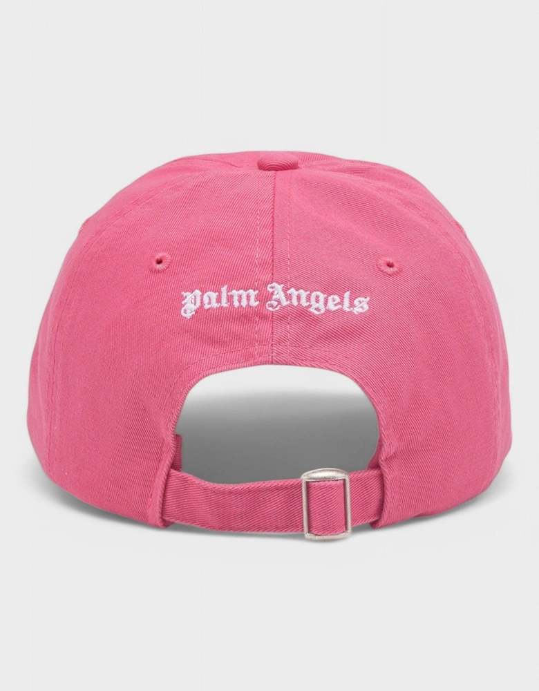 Embroidered Gothic Intarsia Logo Strap-Back Cap Pink/White