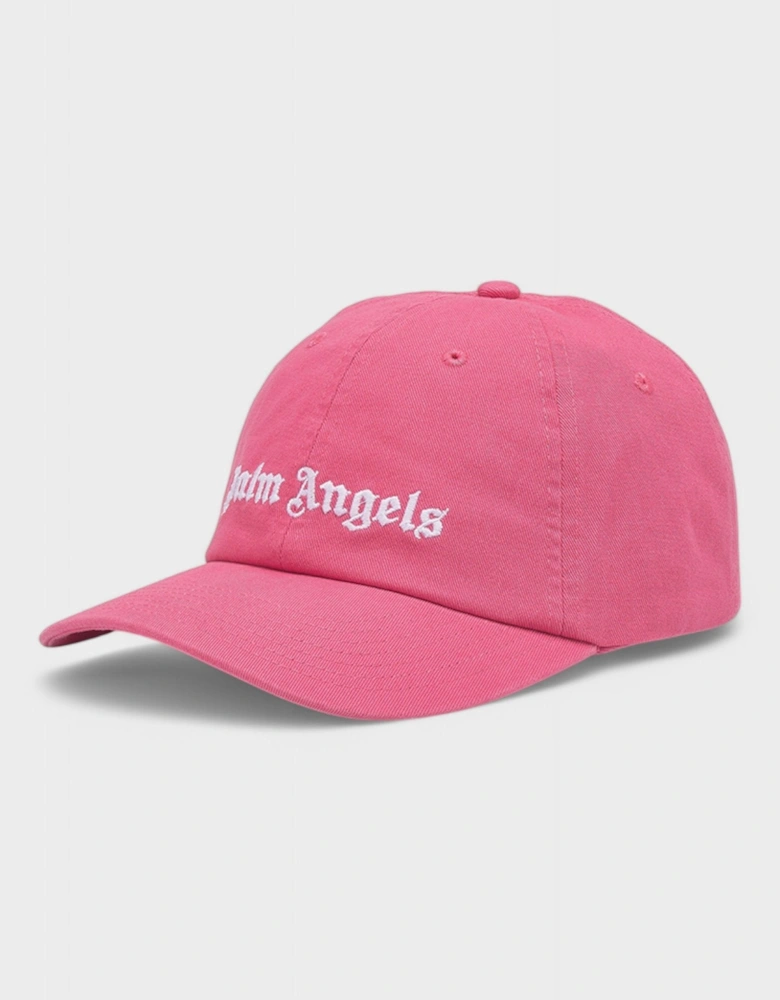 Embroidered Gothic Intarsia Logo Strap-Back Cap Pink/White