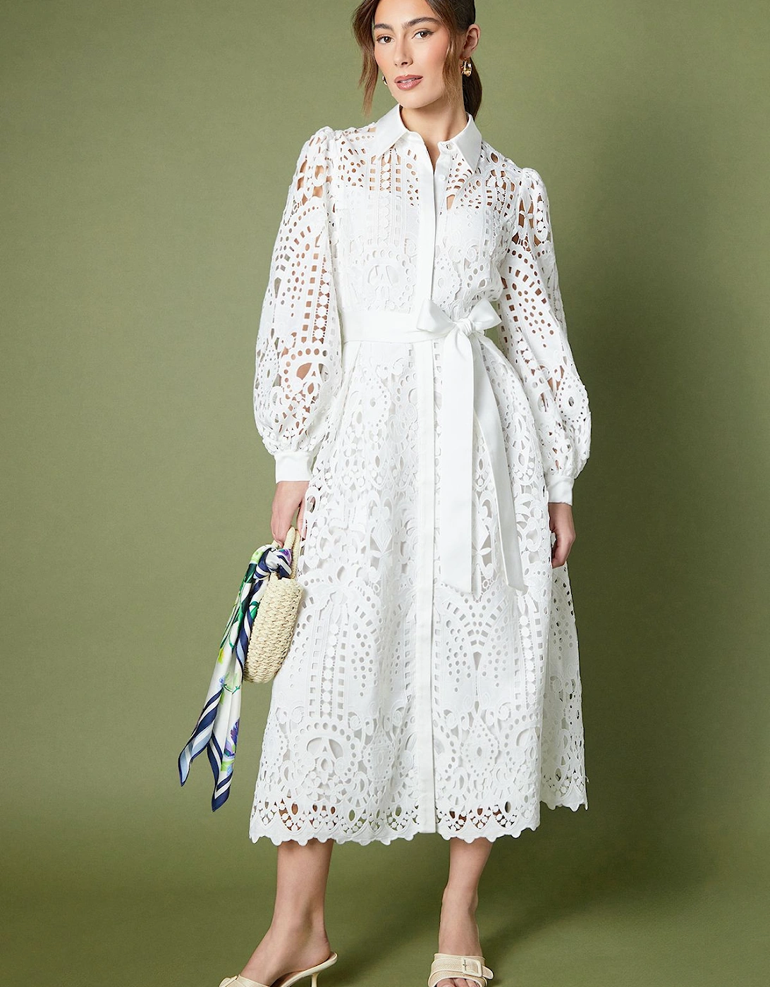 Lace Belted Shirt Dress, 2 of 1