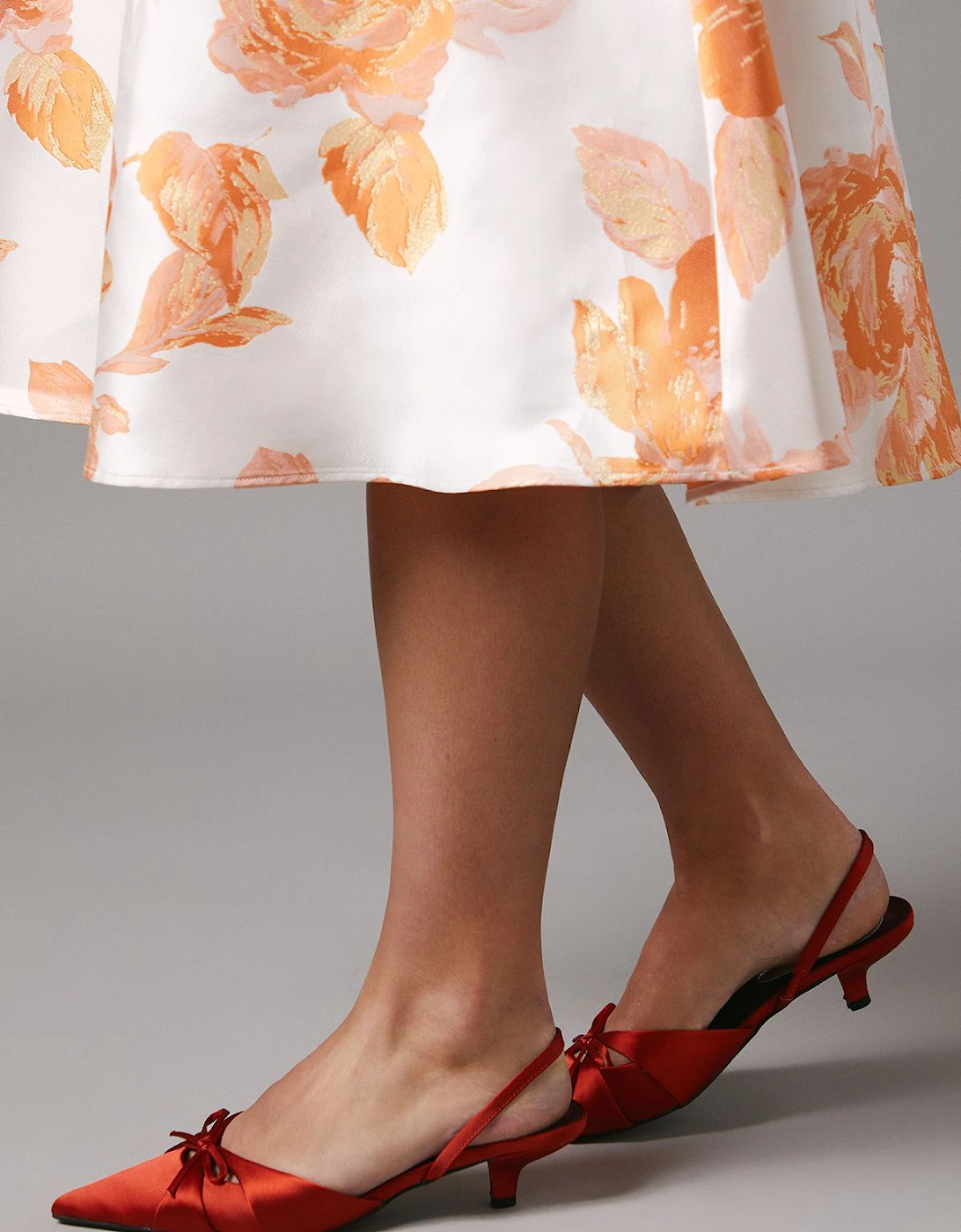 Iserene Satin Bow Detail Slingback Kitten Heel Court Shoes, 2 of 1