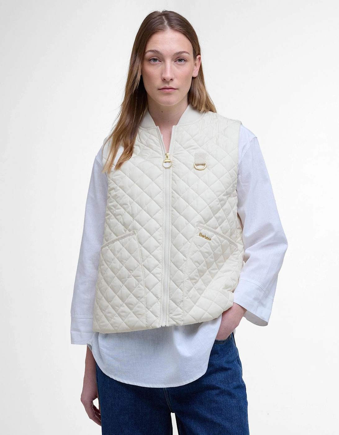 Women's Barbour Rosalie Womens Gilet - Neutral - White - Size: 16