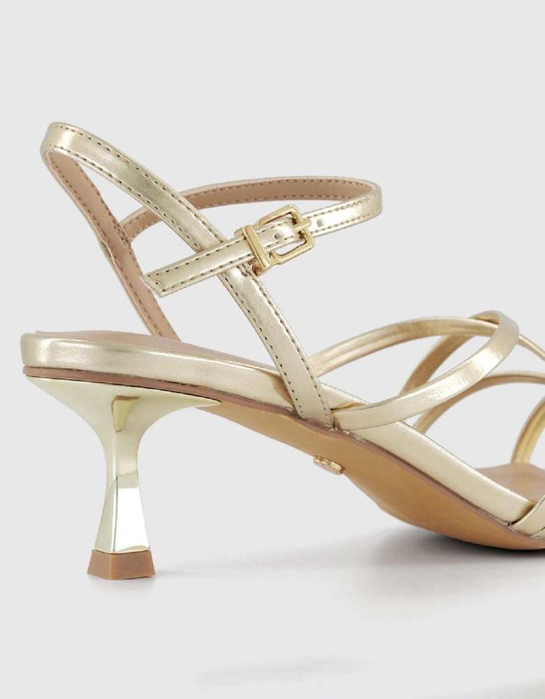 Milena Strappy Mid Heels - Gold