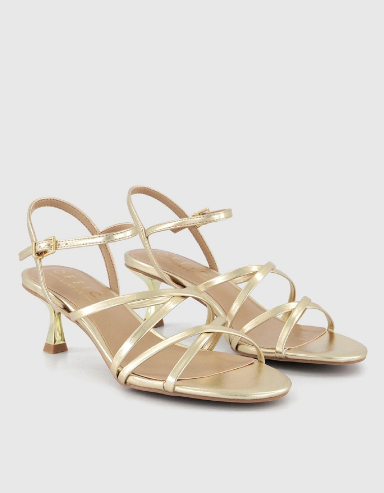 Milena Strappy Mid Heels - Gold