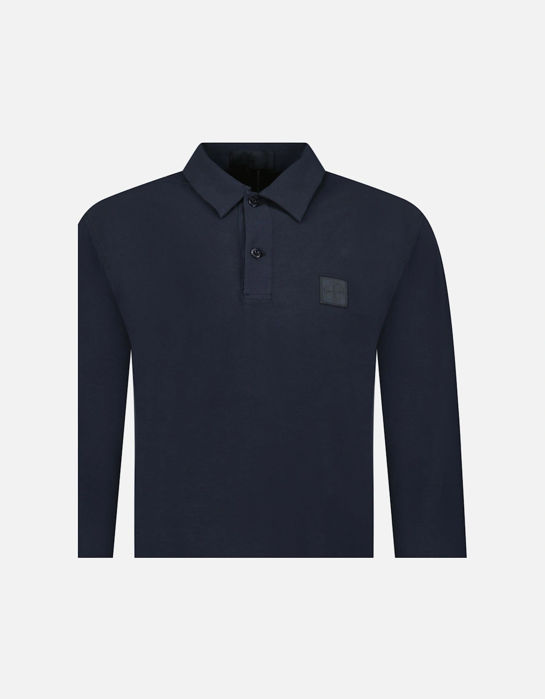 Ghost Badge Long Sleeve Polo Shirt in Navy