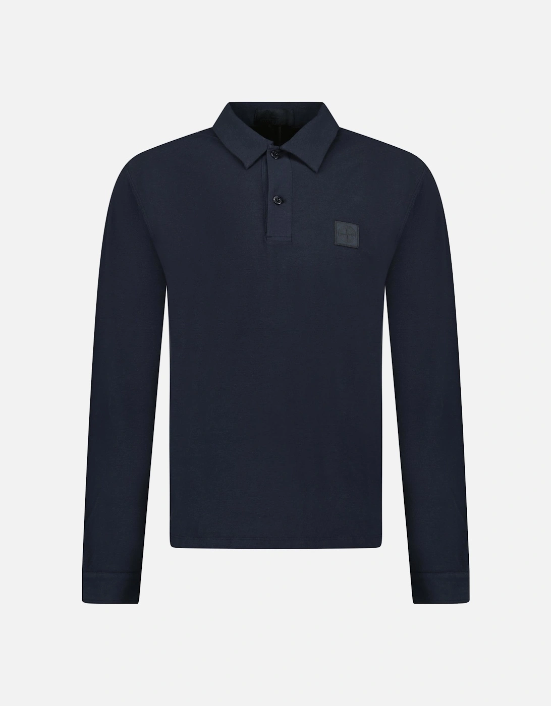 Ghost Badge Long Sleeve Polo Shirt in Navy, 4 of 3