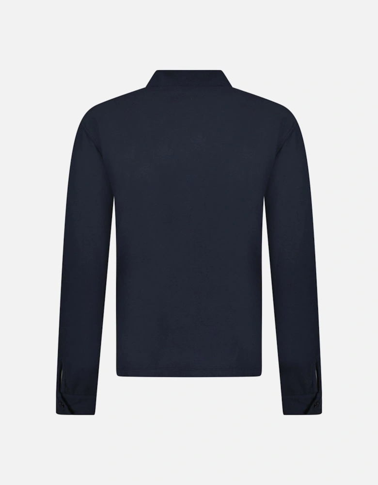 Ghost Badge Long Sleeve Polo Shirt in Navy