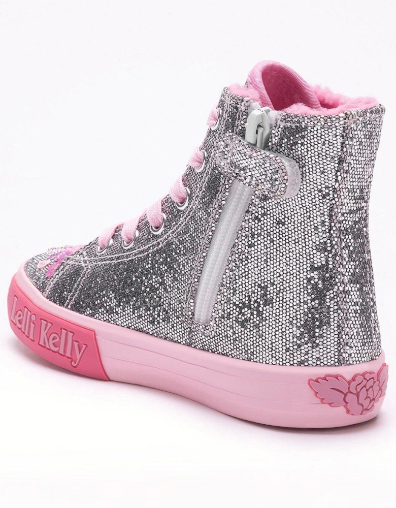 Dafne M. Embellished Faux Fur Lined High Top - Silver
