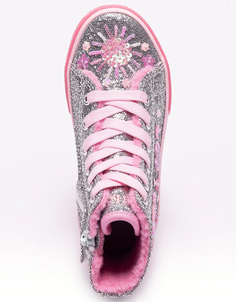 Dafne M. Embellished Faux Fur Lined High Top - Silver