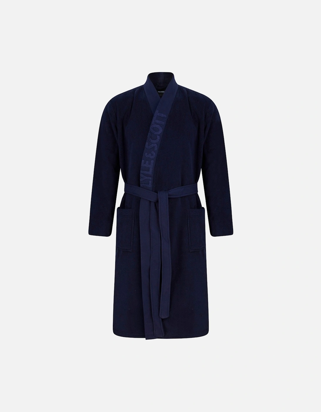 Lyle And Scott Men's Jacquard Text Dressing Gown - Blue - Size: L
