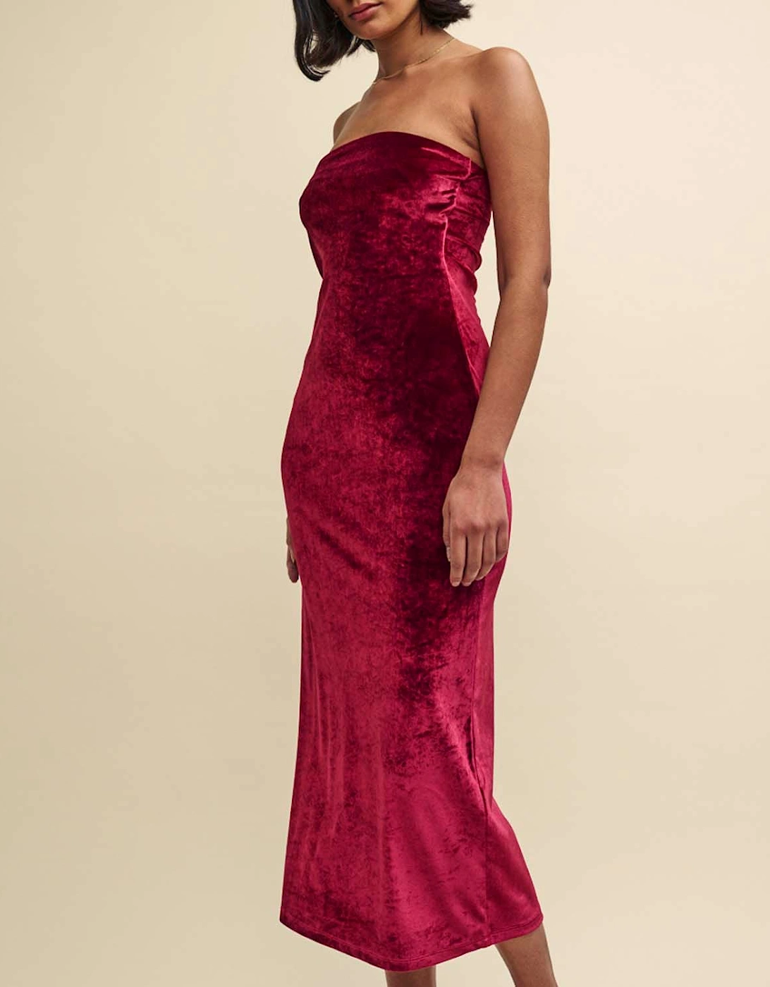 Nobody's Child Women's Velvet Bandeau Dress - Red - Size: 12