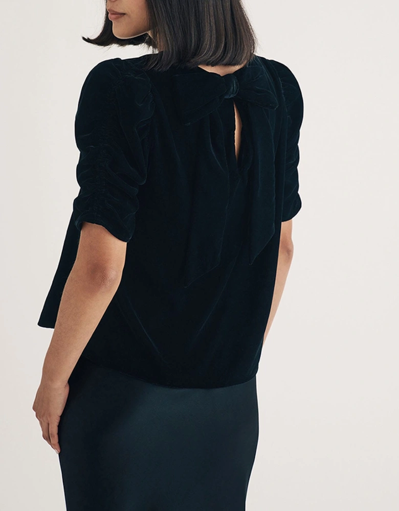 Velvet Gathered Sleeve Top