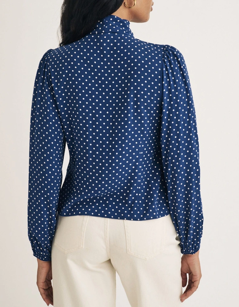 Karen Polka Dot Tie Neck Blouse