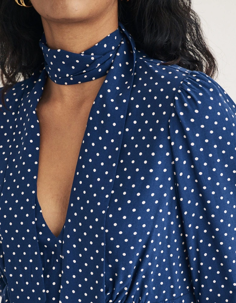 Karen Polka Dot Tie Neck Blouse