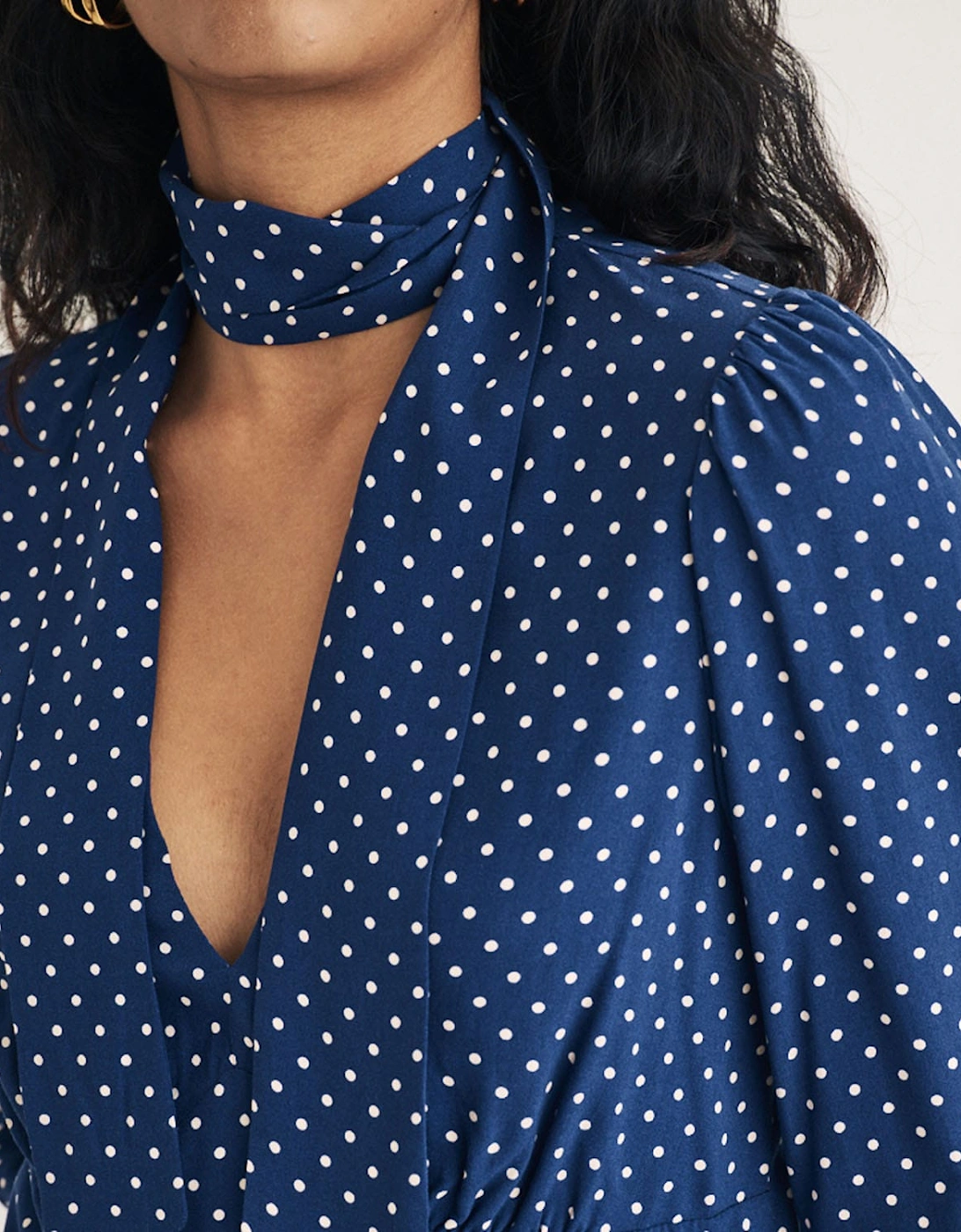 Karen Polka Dot Tie Neck Blouse