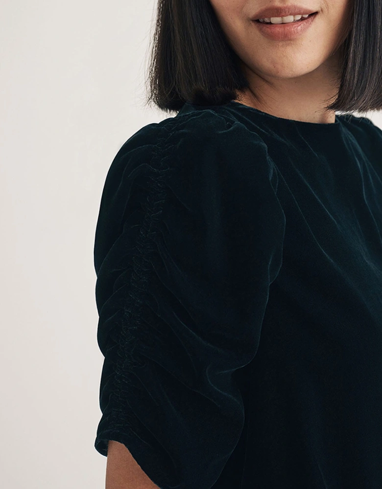 Velvet Gathered Sleeve Top