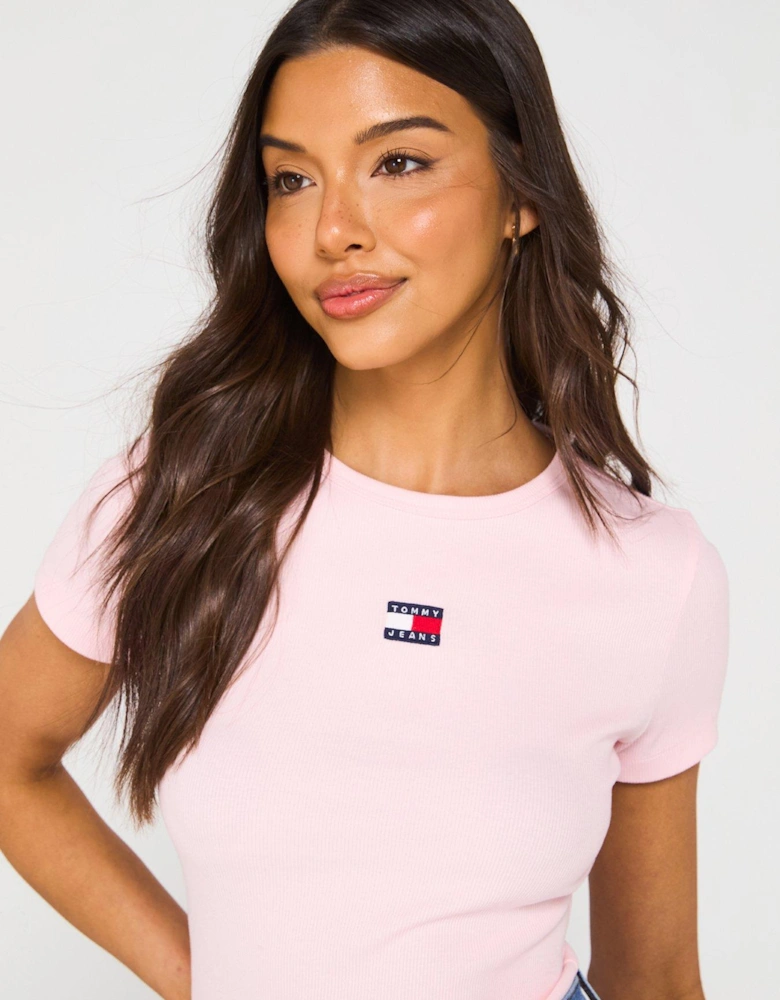 Badge Logo Slim Fit T-Shirt - Pink