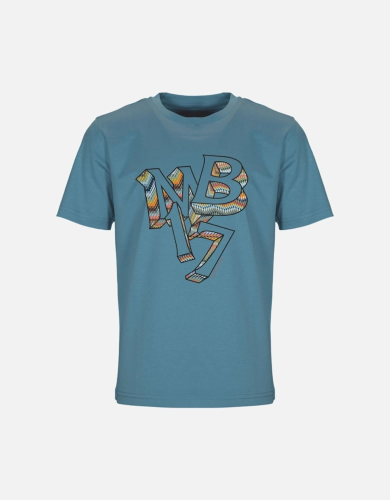 Teal Multicoloured Line Zig Logo Top