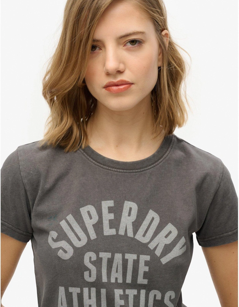 Athletic Graphic Fitted T-Shirt - Black