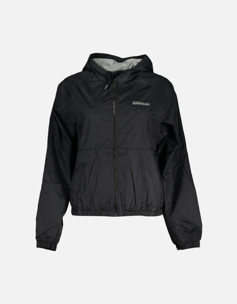 Waterproof Long Sleeve Sports Jacket with Hood and Zip Women - Black