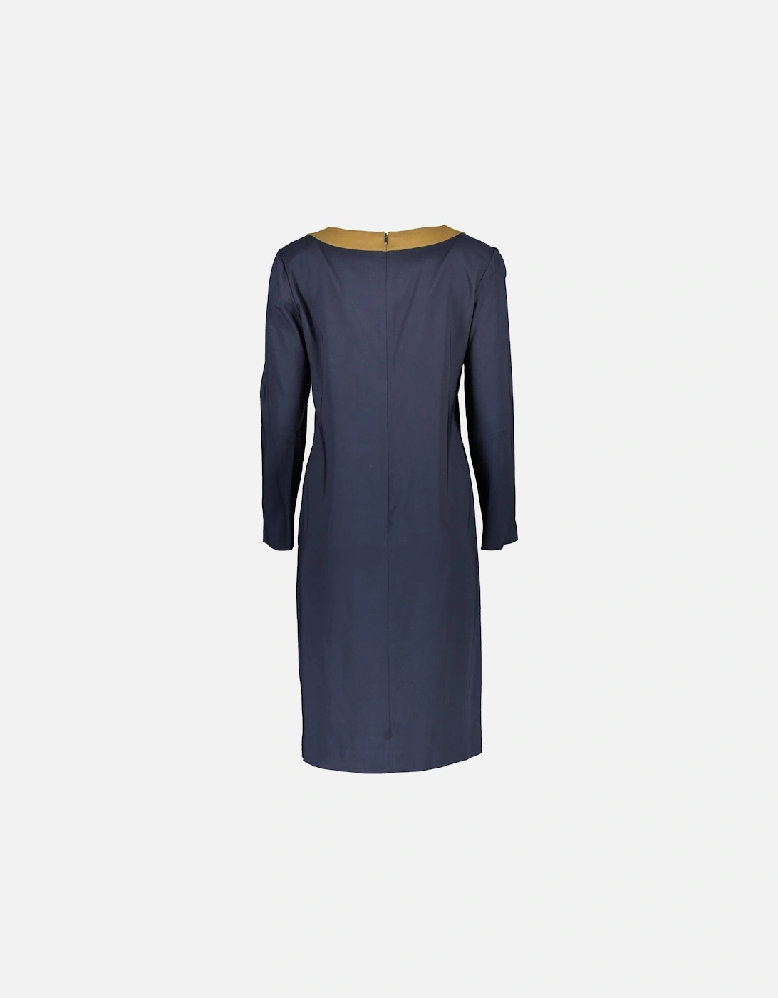 Sophisticated Long Sleeve Dress with Contrasting Details Women - Blue