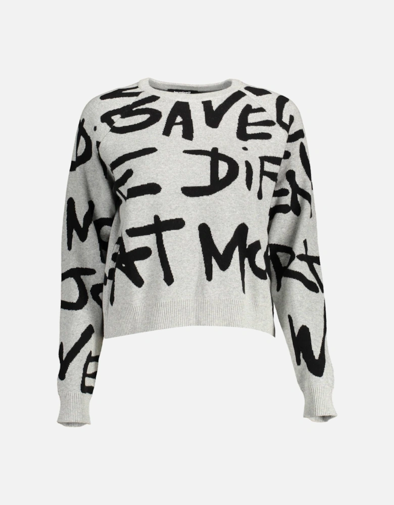 Contrasting Logo Detail Long-Sleeved Shirt Women - Gray Sweaters