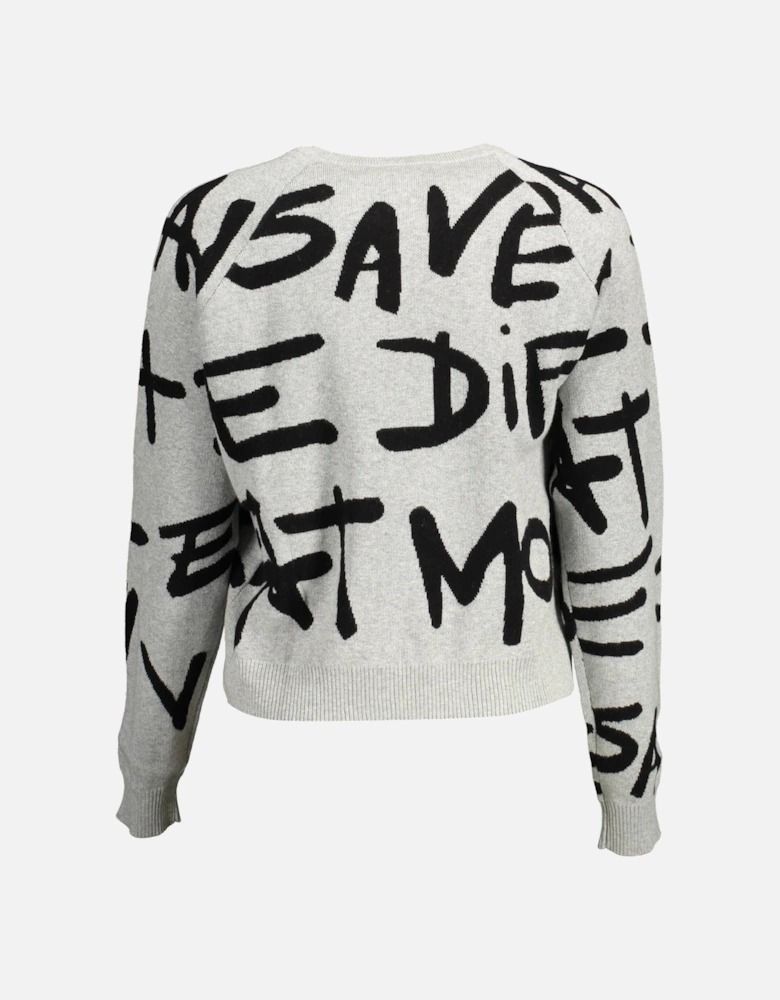 Contrasting Logo Detail Long-Sleeved Shirt Women - Gray Sweaters
