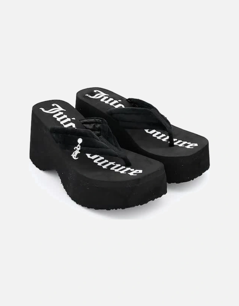 Whitney Velour Charm Y2k Wedge Sandal - Black