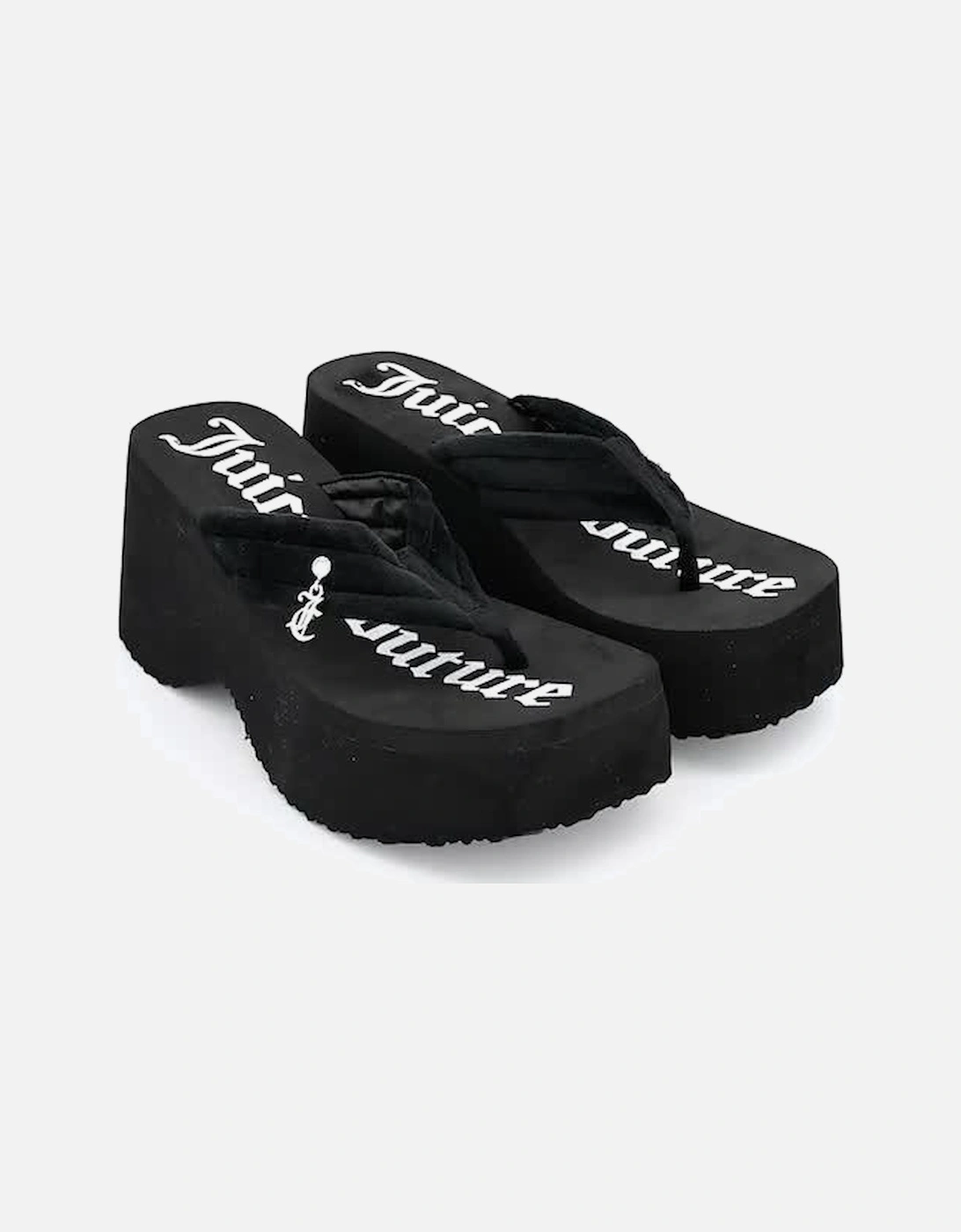 Whitney Velour Charm Y2k Wedge Sandal - Black