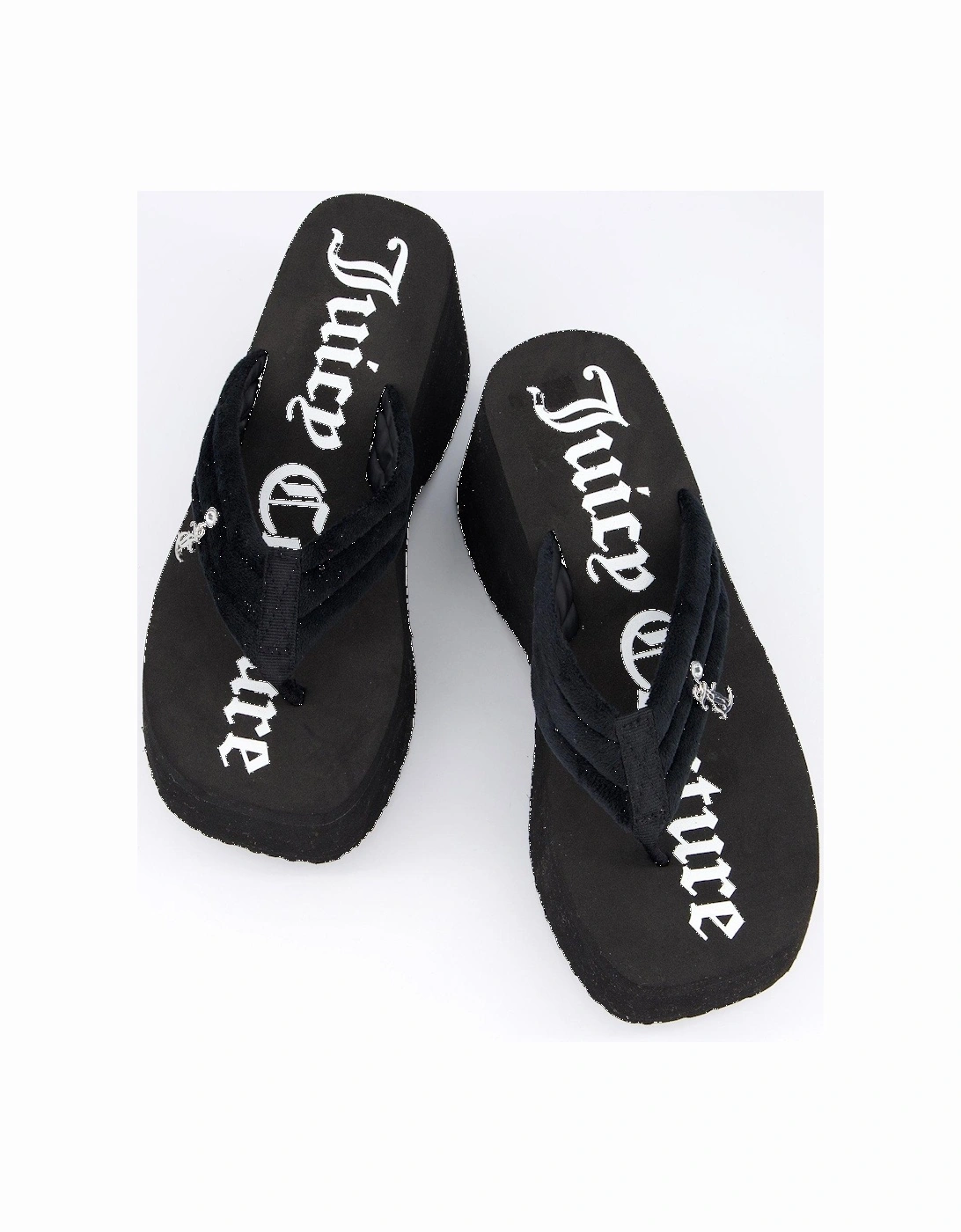 Whitney Velour Charm Y2k Wedge Sandal - Black