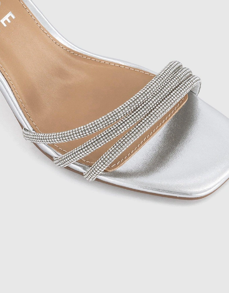 Honey Glitzy Strappy Heels - Silver