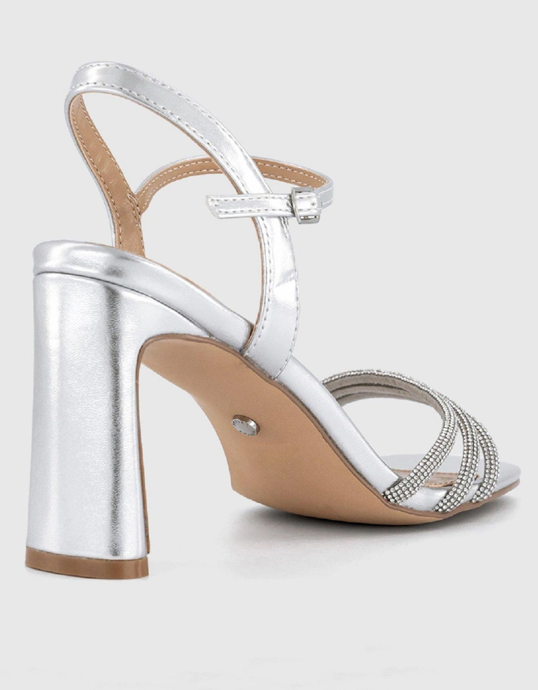 Honey Glitzy Strappy Heels - Silver