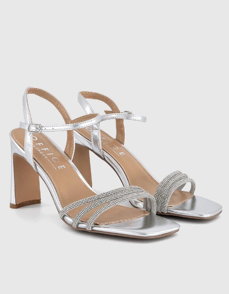 Honey Glitzy Strappy Heels - Silver