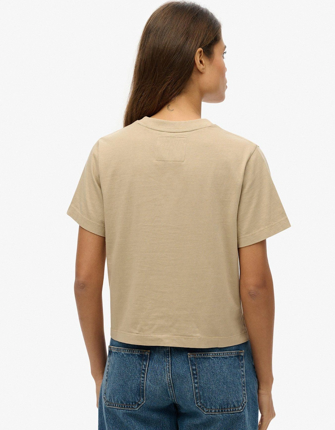 Embroidered Logo Boxy Loose Fit T-Shirt - Grey