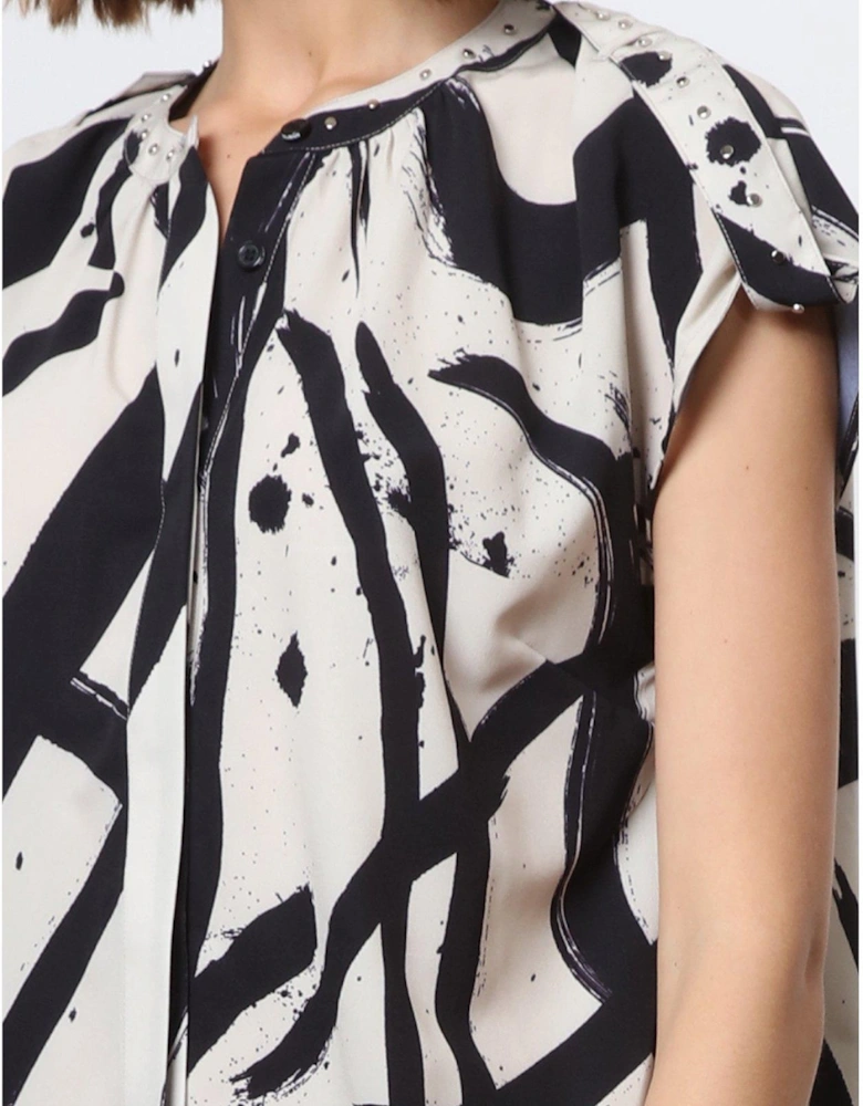 Abstract Studded Shirt - White