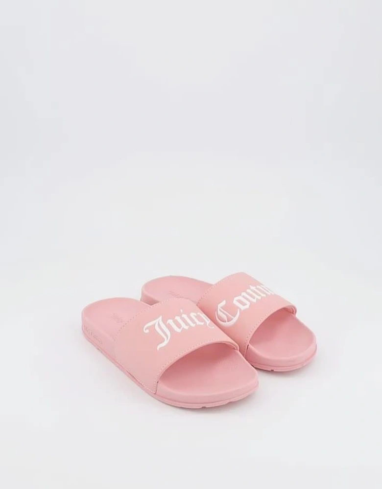 Collegiate Embossed Pu Slider Sandals - Pink