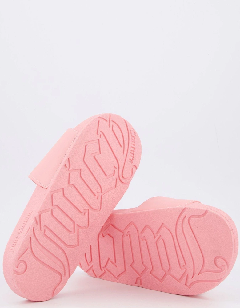 Collegiate Embossed Pu Slider Sandals - Pink
