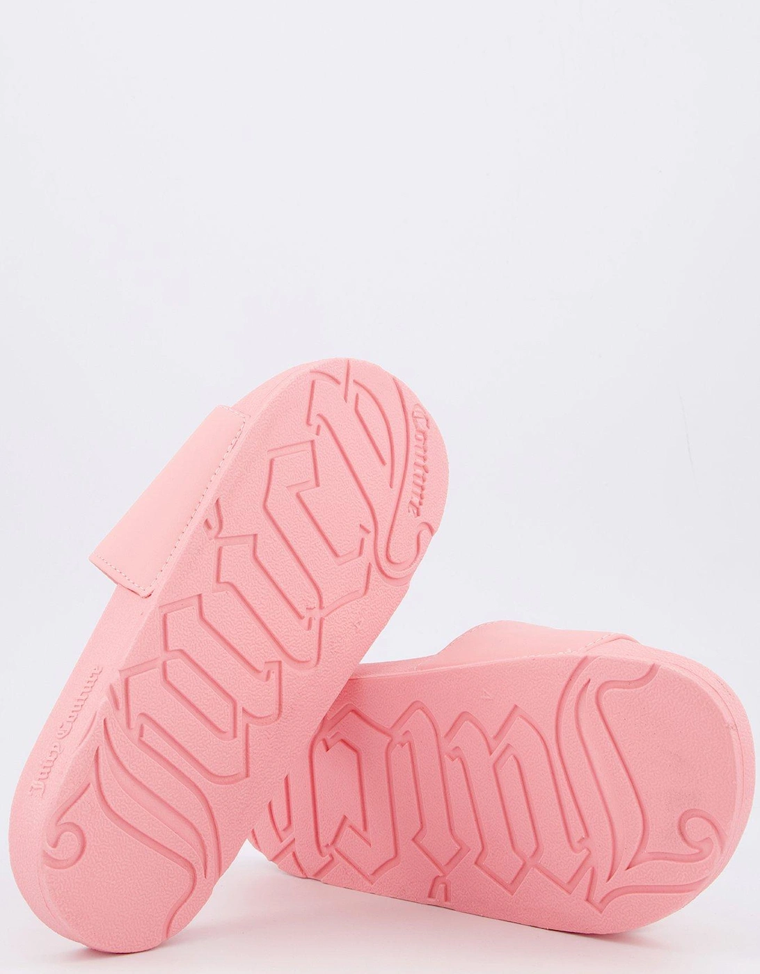 Collegiate Embossed Pu Slider Sandals - Pink