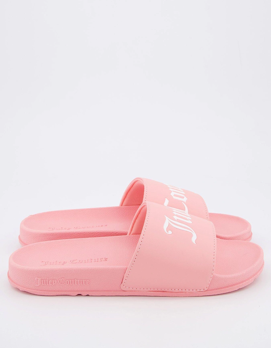 Collegiate Embossed Pu Slider Sandals - Pink