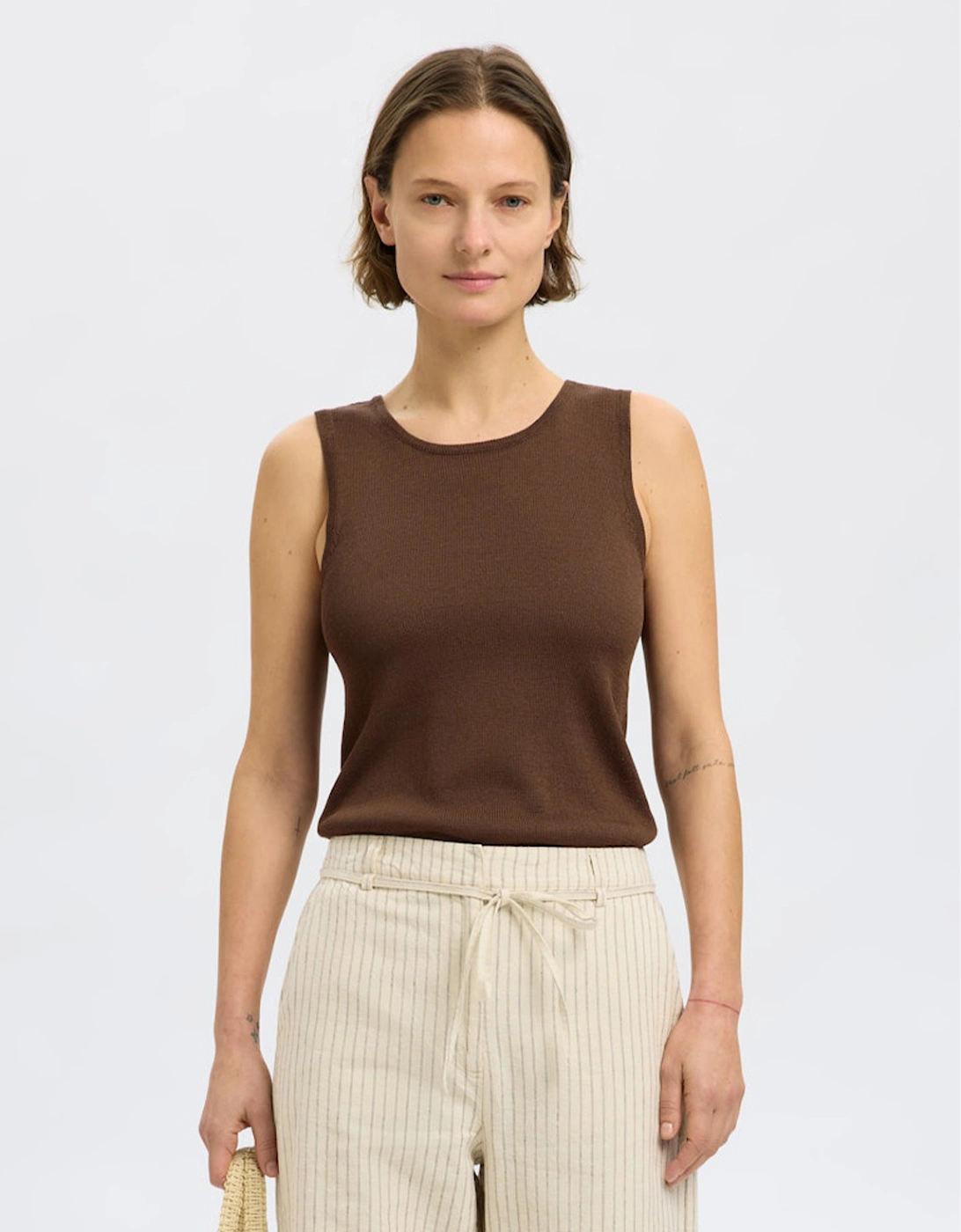 Femme Moon Sleeveless Knit Top Chestnut, 6 of 5