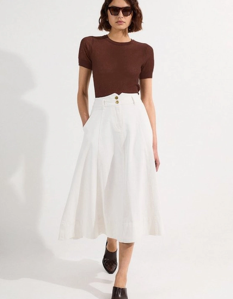 Denim High Waist Full Midi Skirt