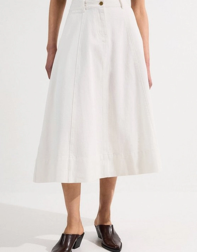 Denim High Waist Full Midi Skirt
