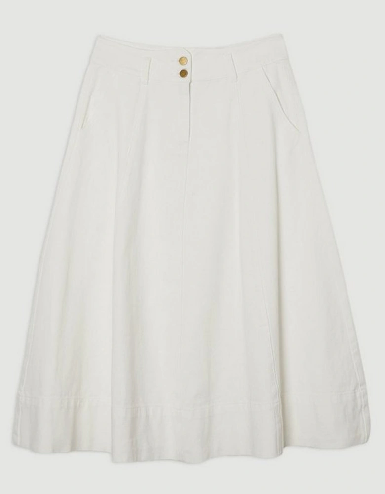 Denim High Waist Full Midi Skirt