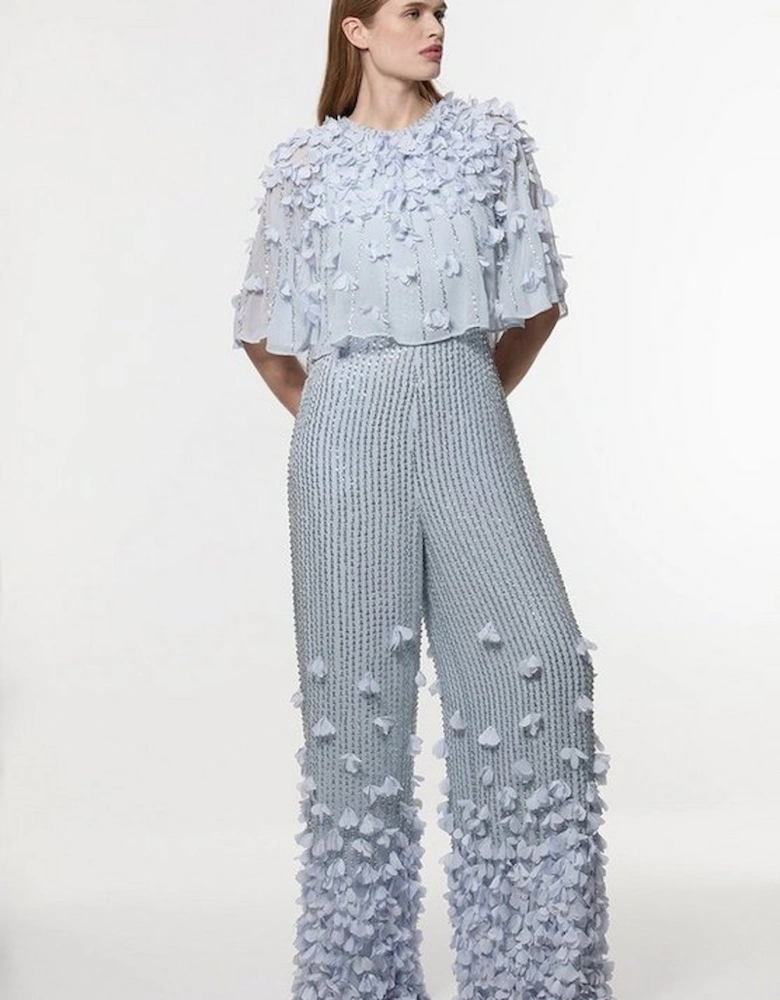 Crystal Applique Angel Sleeve Woven Jumpsuit