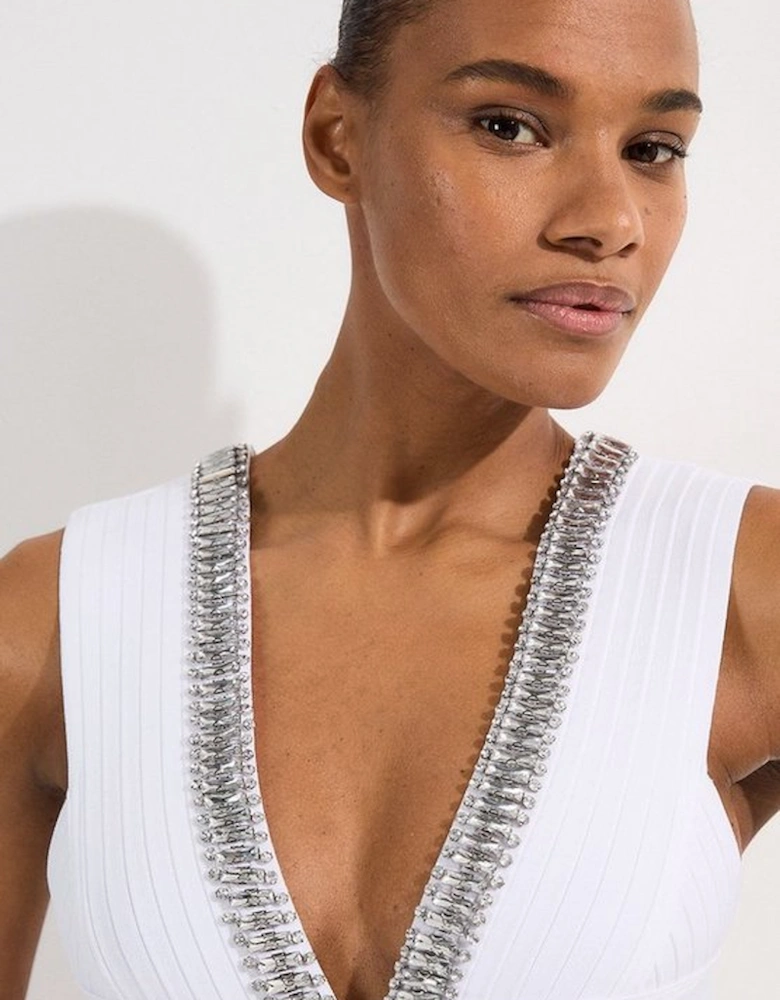 Embellished Trim Cut Out Swimsuit